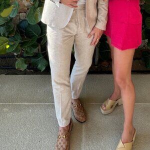 Men's Beige Check Suit Pants (Item 1 of 2)